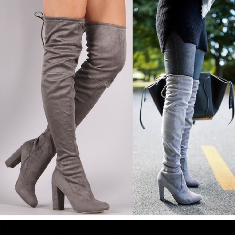 UPDATED SIZES Over-the-Knee Boots gray